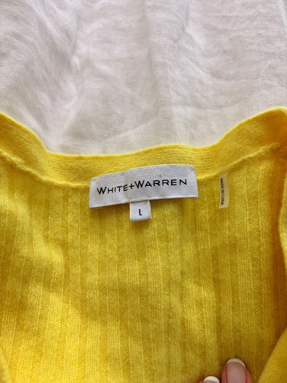 Bright Yellow Ribbed Cashmere Cardigan - Picture 3 of 5
